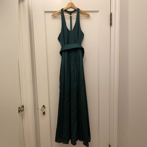 Vera Wang White - Halter Gown with sash, Forest Green
